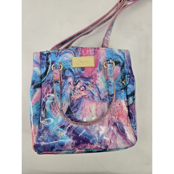 Luv Betsey Johnson Celestial Cosmic Marbled Blue Pink Mini Crossbody Bag Purse - Picture 6 of 11